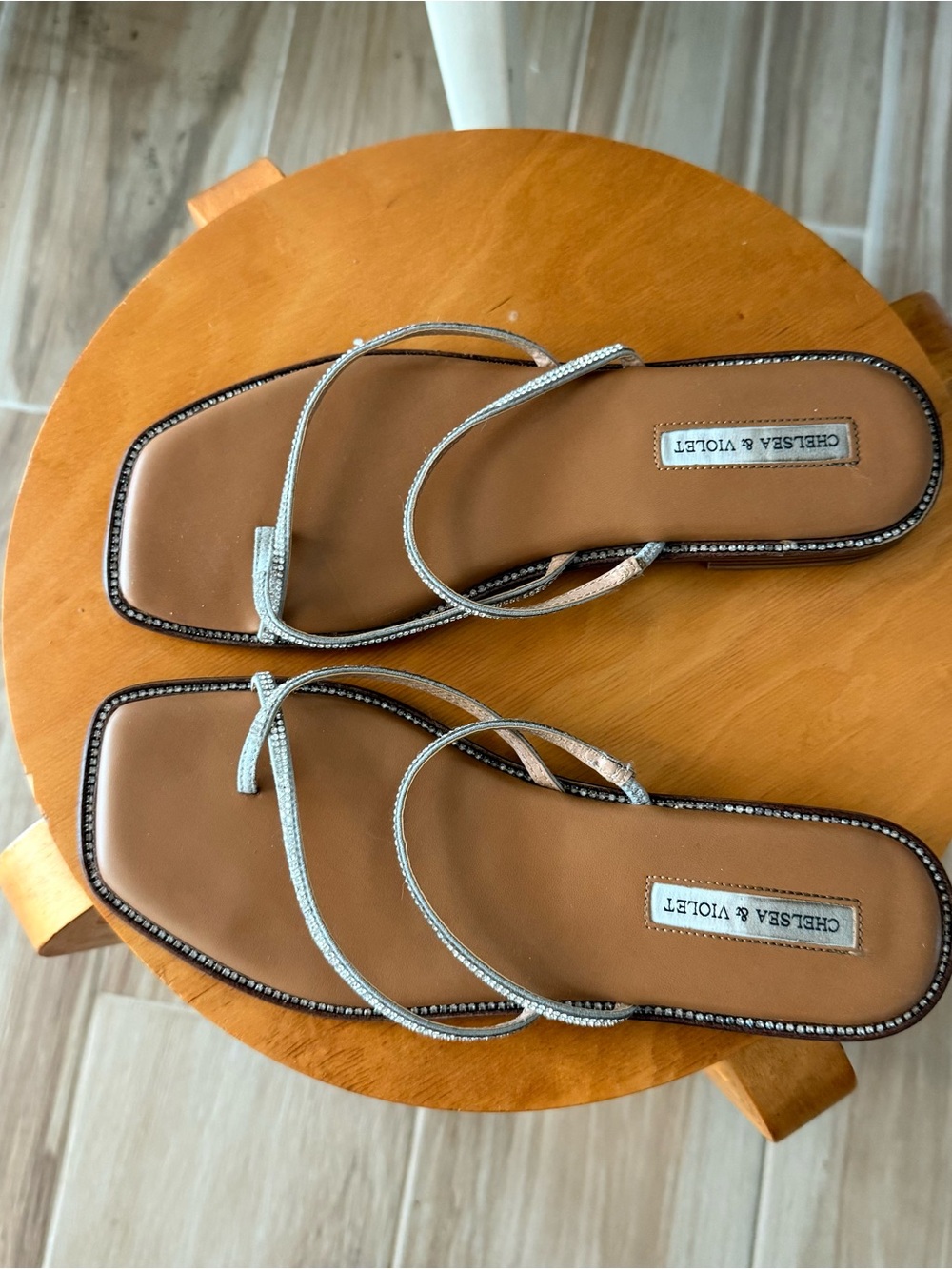 Chelsea & Violet Women's Tan Sandal with Silver Straps - Picture 4 of 4